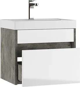 Тумба-умывальник подвесная Домино Karlo 50 белый/бетон DK5312T+4627173210157, 3