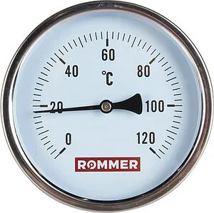 Термометр биметаллический Rommer 100мм 120°С гильза 100мм ½&quot; RIM-0001-101015, 1