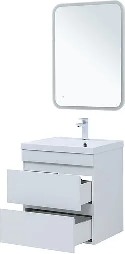 Тумба-умывальник подвесная Aquanet Нота New 58 белый глянец 00335417+00281220