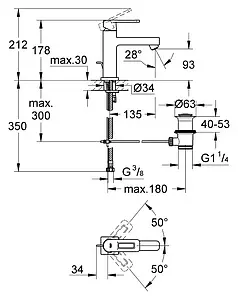 Смеситель для раковины Grohe Quadra хром 23441000 Смеситель для раковины Grohe Quadra хром 23441000, 4