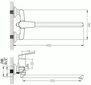 Смеситель для ванны с длинным изливом Milardo Niagara хром NIASBLCM10 Смеситель для ванны с длинным изливом Milardo Niagara хром NIASBLCM10, 2