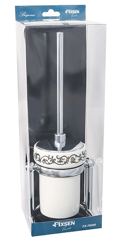 Ёршик для унитаза Fixsen Bogema хром/белый с рисунком FX-783