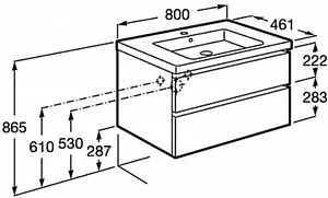 Тумба-умывальник подвесная Roca Domi 80 синий ZRU9307868+ Тумба-умывальник подвесная Roca Domi 80 синий ZRU9307868+, 2