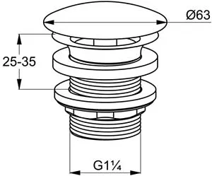 Выпуск без перекрытия для раковины без перелива Kludi хром 1042805-00 Выпуск без перекрытия для раковины без перелива Kludi хром 1042805-00, 2