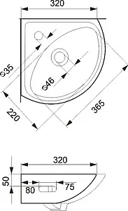 Раковина Cersanit Sigma 36 белый P-UM-Sg/1, 2