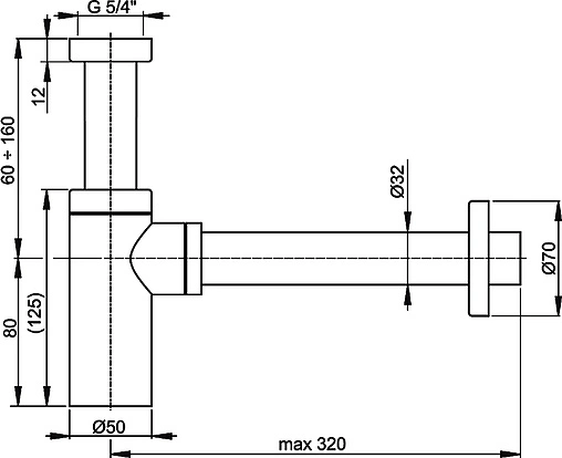 Сифон бутылочный для раковины AlcaPlast хром A400 Сифон бутылочный для раковины AlcaPlast хром A400