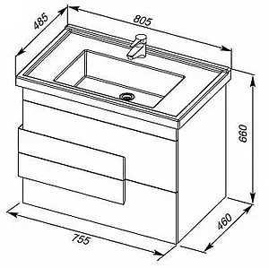 Тумба-умывальник Aquanet Мадейра 80 дуб кантри/белый 00183071+00182324 Тумба-умывальник Aquanet Мадейра 80 дуб кантри/белый 00183071+00182324, 2