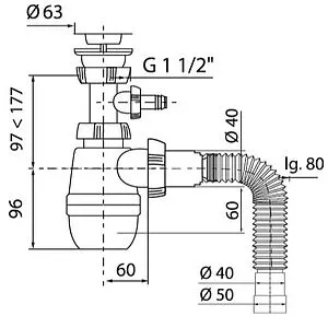 Сифон бутылочный для раковины Wirquin Минор белый 30718052 Сифон бутылочный для раковины Wirquin Минор белый 30718052, 2