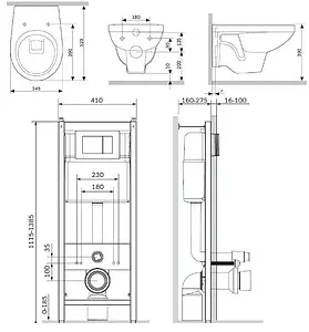 Комплект 6 в 1 Am.Pm Sense IS374A1738 с кнопкой хром глянцевый, 2