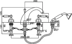 Смеситель на борт ванны на 4 отверстия Cezares First хром/белый FIRST-BVD-01-Bi Смеситель на борт ванны на 4 отверстия Cezares First хром/белый FIRST-BVD-01-Bi, 2