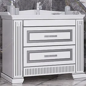 Тумба-умывальник напольная Opadiris Оникс 100 белый глянц/с серебряной патиной 00-00003527+036500-u-01 Тумба-умывальник напольная Opadiris Оникс 100 белый глянц/с серебряной патиной 00-00003527+036500-u-01, 1