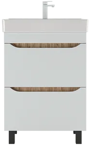 Тумба-умывальник напольная Домино Bruno 60 белый/дуб вотан DBr2903T+4607152361674 Тумба-умывальник напольная Домино Bruno 60 белый/дуб вотан DBr2903T+4607152361674, 3