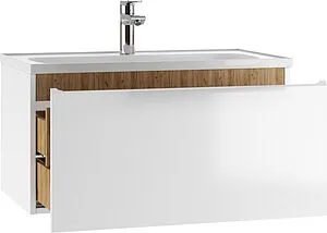 Тумба-умывальник подвесная Домино Senator 80 белый/дуб вотан DS4302T+4670142930273 Тумба-умывальник подвесная Домино Senator 80 белый/дуб вотан DS4302T+4670142930273, 4