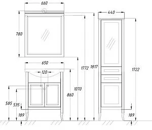 Шкаф-пенал напольный Opadiris Мираж 44 R cветлый орех 00-00000054 Шкаф-пенал напольный Opadiris Мираж 44 R cветлый орех 00-00000054, 2