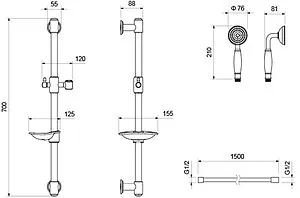 Душевая стойка Aquatek Классик чёрный матовый AQ2020MB Душевая стойка Aquatek Классик чёрный матовый AQ2020MB, 2