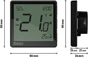 Проводной комнатный терморегулятор ZigBee ENGO черный EONE-230B Проводной комнатный терморегулятор ZigBee ENGO черный EONE-230B, 2