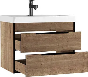 Тумба-умывальник подвесной Домино Alfa 70 дуб галифакс табак DA6104T+4670142930037 Тумба-умывальник подвесной Домино Alfa 70 дуб галифакс табак DA6104T+4670142930037, 3