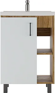 Тумба-умывальник напольная Домино Craft 60 белый/дуб вотан DCr2215T+4640021060773 Тумба-умывальник напольная Домино Craft 60 белый/дуб вотан DCr2215T+4640021060773, 3