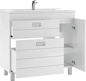 Тумба-умывальник напольный Домино Cube 90 белый DC5005T+4627173210126 Тумба-умывальник напольный Домино Cube 90 белый DC5005T+4627173210126, 4