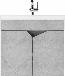 Тумба-умывальник подвесная Домино Vector 60 метрополитан грей/бетон серый DV6610T+4627173210874 Тумба-умывальник подвесная Домино Vector 60 метрополитан грей/бетон серый DV6610T+4627173210874, 3