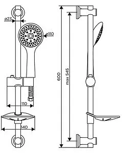 Душевая стойка Dorff Norma хром/серый D0101000 Душевая стойка Dorff Norma хром/серый D0101000, 2