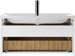 Тумба под умывальник подвесной Домино Senator 80 белый/дуб вотан DS4302T Тумба под умывальник подвесной Домино Senator 80 белый/дуб вотан DS4302T, 5