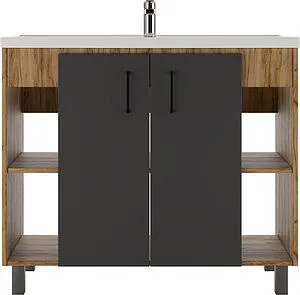 Тумба-умывальник напольный Домино Craft 100 графит/дуб вотан DCr2205T+4640021065204 Тумба-умывальник напольный Домино Craft 100 графит/дуб вотан DCr2205T+4640021065204, 3