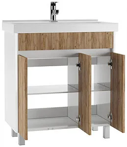 Тумба-умывальник напольный Домино Uno 80 дуб вотан/белый DU1507T+WB.FN/Fest/80-C/WHT.G/S1 Тумба-умывальник напольный Домино Uno 80 дуб вотан/белый DU1507T+WB.FN/Fest/80-C/WHT.G/S1, 4