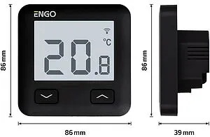 Проводной комнатный терморегулятор Wi-Fi ENGO черный E10-B Проводной комнатный терморегулятор Wi-Fi ENGO черный E10-B, 2