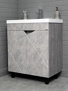 Тумба-умывальник напольный Домино Vector 70 метрополитан грей/бетон серый DV6613T+4627173210171 Тумба-умывальник напольный Домино Vector 70 метрополитан грей/бетон серый DV6613T+4627173210171, 3