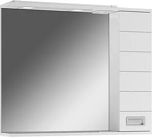 Шкаф-зеркало Домино Cube 80 R белый DC5011HZ Шкаф-зеркало Домино Cube 80 R белый DC5011HZ, 1