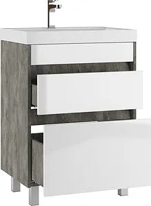 Тумба-умывальник напольный Домино Karlo 60 белый/бетон DK5314T+4627173210164 Тумба-умывальник напольный Домино Karlo 60 белый/бетон DK5314T+4627173210164, 4