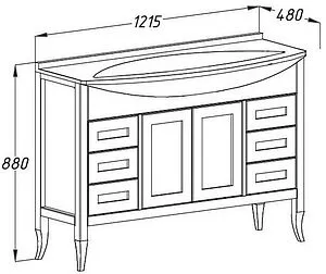Тумба-умывальник напольная Opadiris Мираж 120 светлый орех 00-00000058+4640021060957 Тумба-умывальник напольная Opadiris Мираж 120 светлый орех 00-00000058+4640021060957, 2