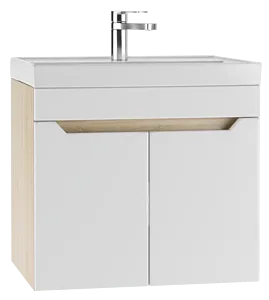 Тумба-умывальник подвесной Айсберг Мечта 60 белый/дуб сонома DM2316T+4607152361674 Тумба-умывальник подвесной Айсберг Мечта 60 белый/дуб сонома DM2316T+4607152361674, 1