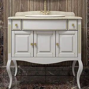 Тумба под умывальник напольный Opadiris Лаура 100 белый матовый/с золотой патиной Z0000007090 Тумба под умывальник напольный Opadiris Лаура 100 белый матовый/с золотой патиной Z0000007090, 1