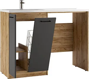 Тумба-умывальник напольная над стиральной машиной Домино Craft 120 графит/дуб вотан DCr2214T+ Тумба-умывальник напольная над стиральной машиной Домино Craft 120 графит/дуб вотан DCr2214T+, 5