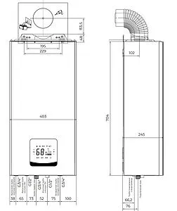 Настенный газовый котел двухконтурный турбированный 24кВт Meteor C30 24C 10680203004 Настенный газовый котел двухконтурный турбированный 24кВт Meteor C30 24C 10680203004, 2