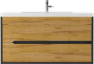 Тумба-умывальник подвесная Домино Karat 100 дуб вотан/антрацит DK3204T+4640021065204 Тумба-умывальник подвесная Домино Karat 100 дуб вотан/антрацит DK3204T+4640021065204, 3