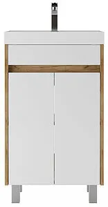 Тумба-умывальник напольный Домино Karlo 50 белый/дуб вотан DK5301T+4627173210157 Тумба-умывальник напольный Домино Karlo 50 белый/дуб вотан DK5301T+4627173210157, 2