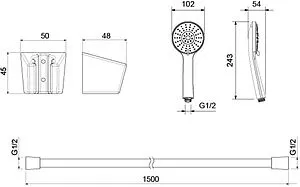 Душевой набор Aquatek Бетта чёрный матовый AQ2032MB Душевой набор Aquatek Бетта чёрный матовый AQ2032MB, 2