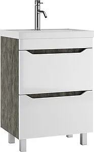 Тумба-умывальник напольный Айсберг Ева 60 белый/бетон DA5915T+4670142930044 Тумба-умывальник напольный Айсберг Ева 60 белый/бетон DA5915T+4670142930044, 1