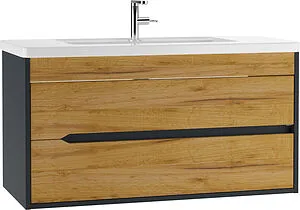 Тумба-умывальник подвесной Домино Karat 100 дуб вотан/антрацит DK3204T+4640021065204 Тумба-умывальник подвесной Домино Karat 100 дуб вотан/антрацит DK3204T+4640021065204, 1
