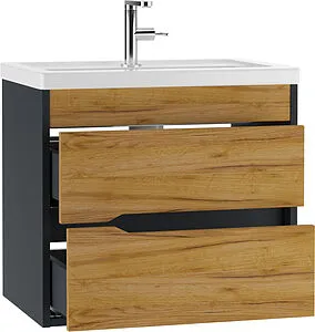 Тумба под умывальник подвесной Домино Karat 60 дуб вотан/антрацит DK3203T Тумба под умывальник подвесной Домино Karat 60 дуб вотан/антрацит DK3203T, 4