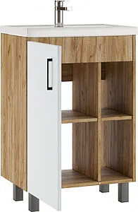 Тумба под умывальник напольный Домино Craft 60 белый/дуб вотан DCr2215T Тумба под умывальник напольный Домино Craft 60 белый/дуб вотан DCr2215T, 4