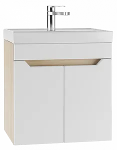 Тумба-умывальник подвесной Айсберг Мечта 50 белый/дуб сонома DM2315T+4607152361544 Тумба-умывальник подвесной Айсберг Мечта 50 белый/дуб сонома DM2315T+4607152361544, 1