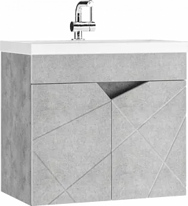Тумба-умывальник подвесной Домино Vector 60 метрополитан грей/бетон серый DV6610T+4627173210874 Тумба-умывальник подвесной Домино Vector 60 метрополитан грей/бетон серый DV6610T+4627173210874, 1
