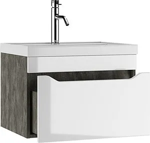 Тумба-умывальник подвесная Айсберг Ева 60 белый/бетон DA5905T+4670142930044 Тумба-умывальник подвесная Айсберг Ева 60 белый/бетон DA5905T+4670142930044, 4