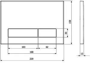 Клавиша смыва для унитаза KK-POL M16 350/PPS/015-00-00 сатин Клавиша смыва для унитаза KK-POL M16 350/PPS/015-00-00 сатин, 2
