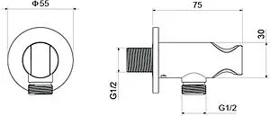 Шланговое подключение с держателем Aquatek хром AQ2460CR Шланговое подключение с держателем Aquatek хром AQ2460CR, 2