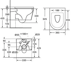 Унитаз подвесной безободковый Hansmann keramik Round Tornado белый УНИ0010 Унитаз подвесной безободковый Hansmann keramik Round Tornado белый УНИ0010, 2